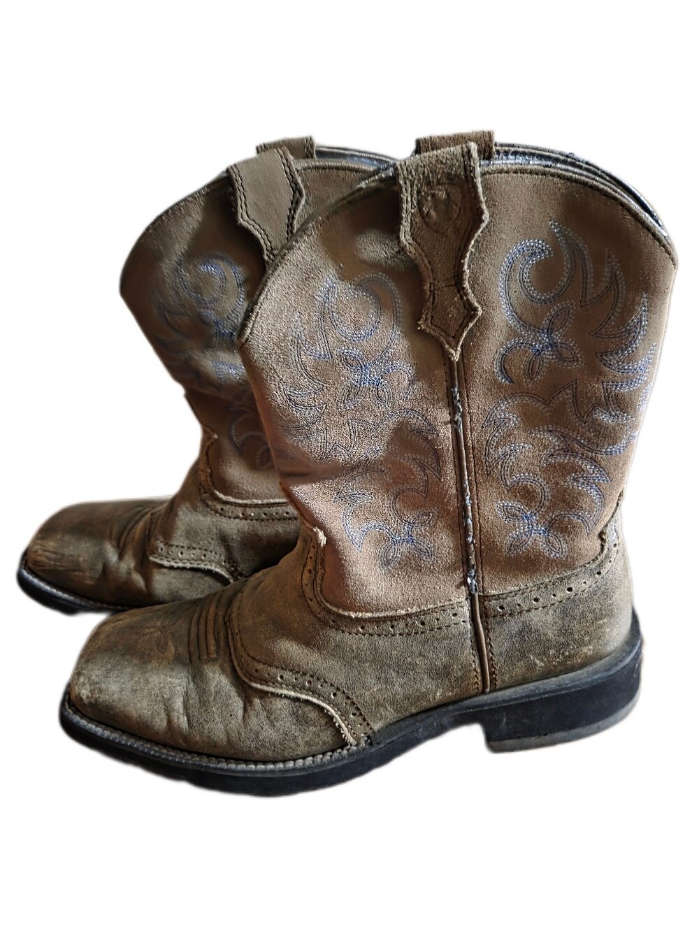 Ariat Fatbaby Leather Brown Cowboy Boots Embrodiered Cowgirl Western Size 10
